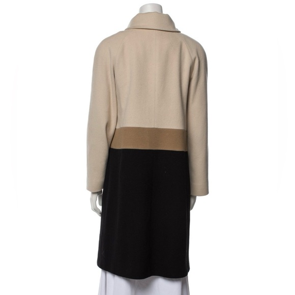 Loro Piana Fleurette Harper Stand Collar Knee Length Colorblock Wool Coat Size 6 - Picture 3 of 12